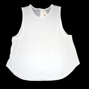 New Fabletics Trisha Mesh Tank White Pink Yoga Work Out Sz XXL